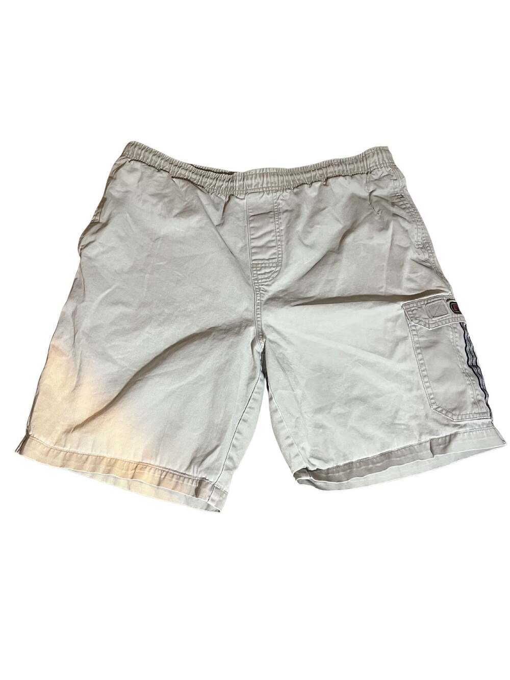 Vintage Free World Khaki Cotton Cargo Shorts with Drawstring Waist